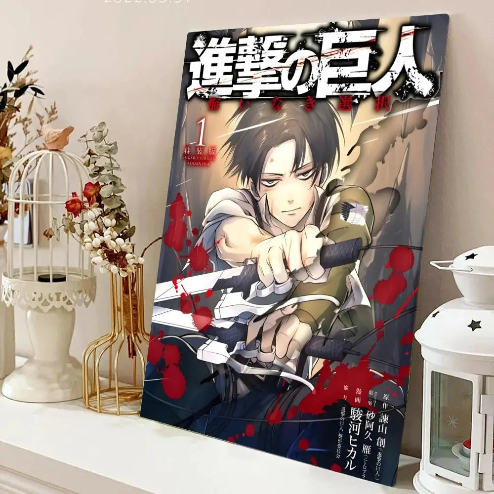 AZNM Attack on Titan Anime Canvas Wall Art, Levi Ackerman Print, Shingeki no Kyojin Home Decor Poster