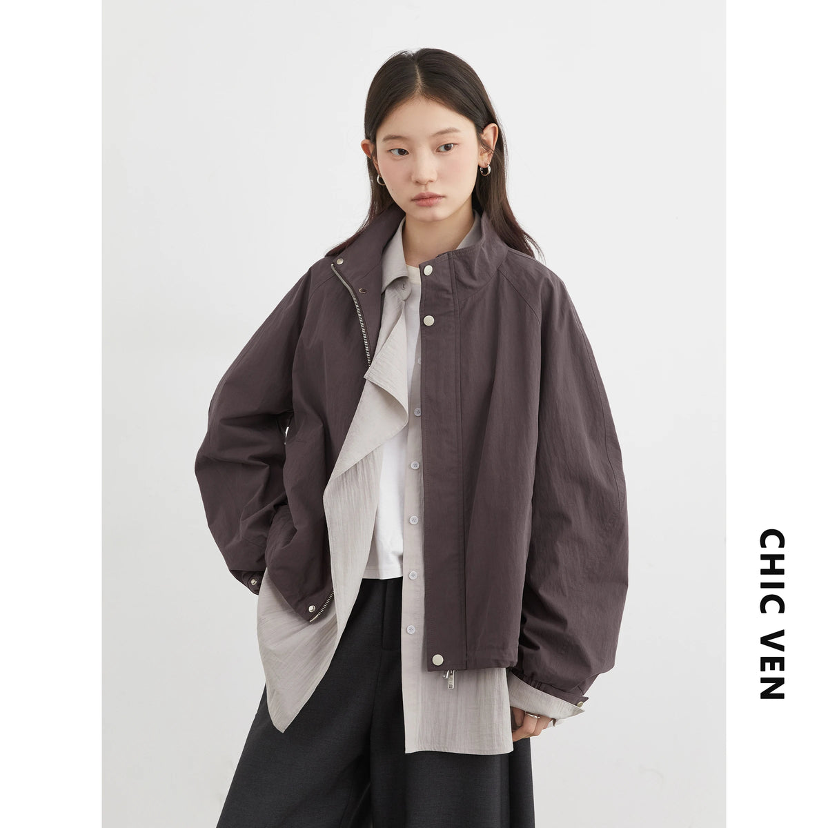 Anime-Inspired Women Stand-Up Collar Jacket