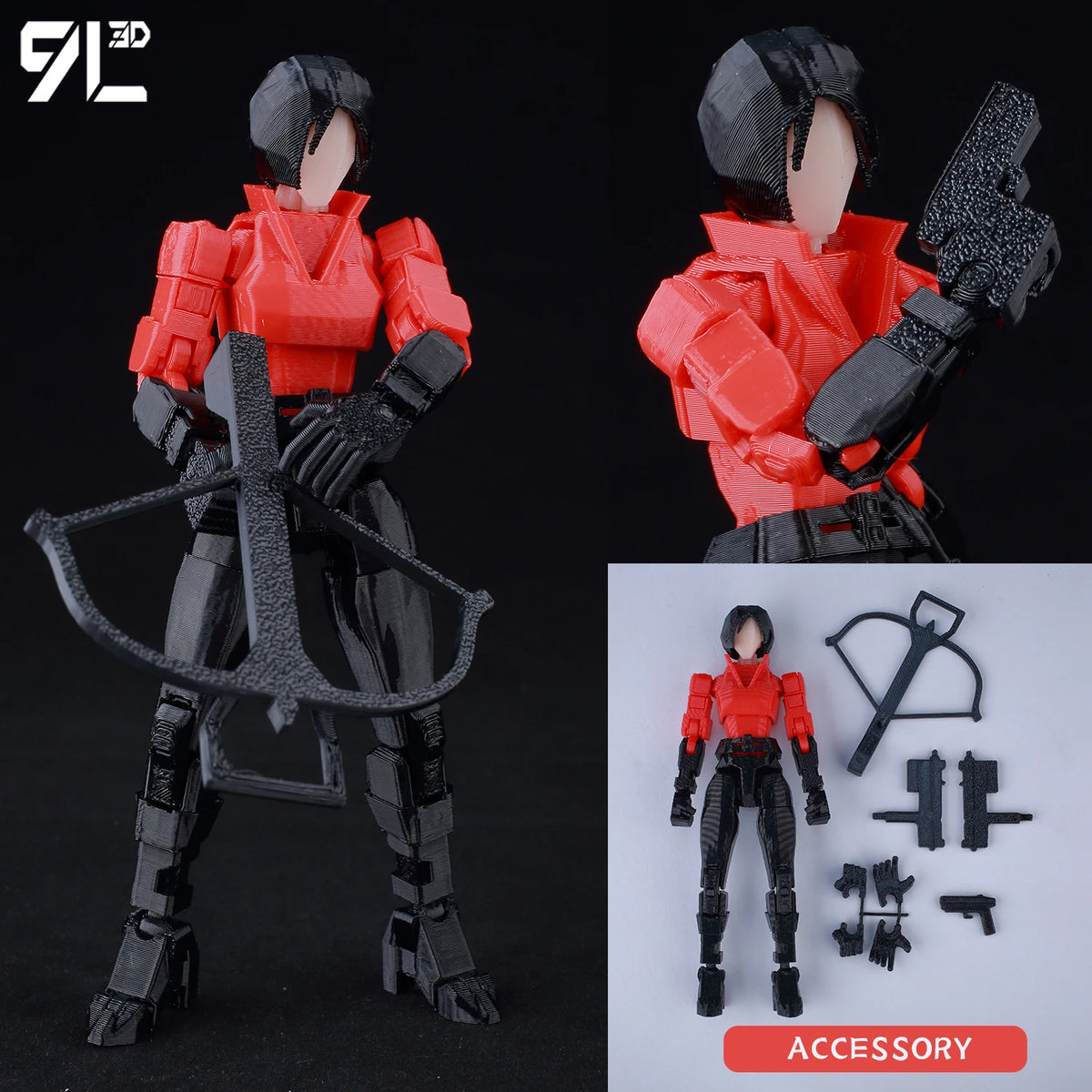9L 3D Printed Anime Mecha Series-Sonic Shadow Shade Dummy 13 Titan 13 Articulated Mannequin Collectible Terminologia Toys