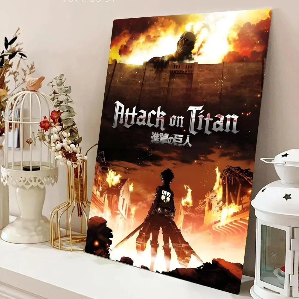 AZNM Attack on Titan Anime Canvas Wall Art, Levi Ackerman Print, Shingeki no Kyojin Home Decor Poster