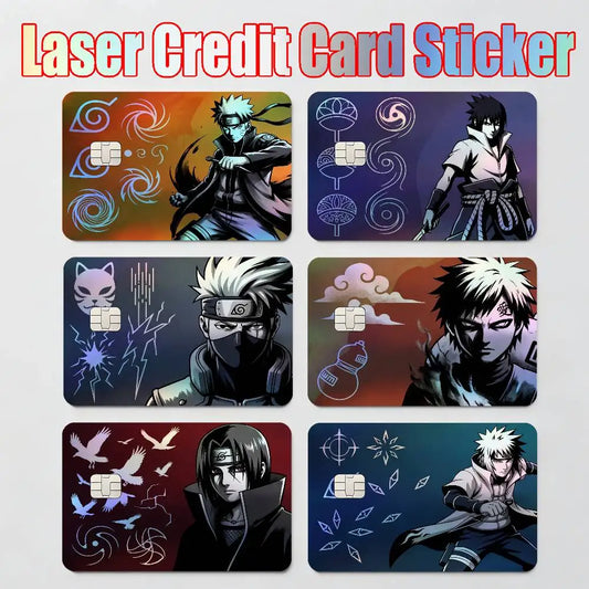 poster Uzumaki Naruto Uchiha Sasuke Sakura Kakashi itachi Laser Reflective Card Skin Sticker For Debit Credit Card