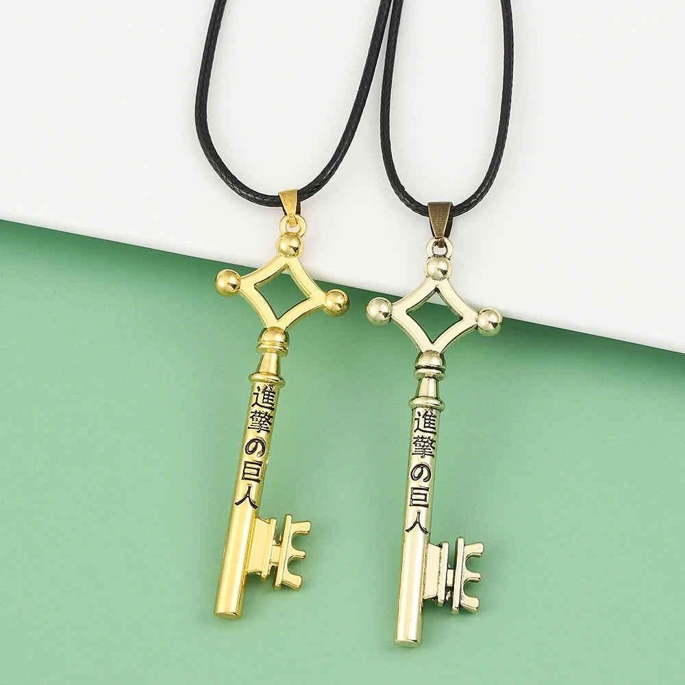 Anime Attack on Titan Necklace Vintage Punk Key Modeling Pendant Cosplay Jewelry Accessories Creative Gifts for Women Men