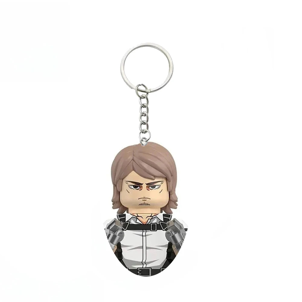 Anime Attack on Titan Building Blocks Keychain Mini Figure Keyring Collectible Toy Pendant for Bag Accessories Fans Gift