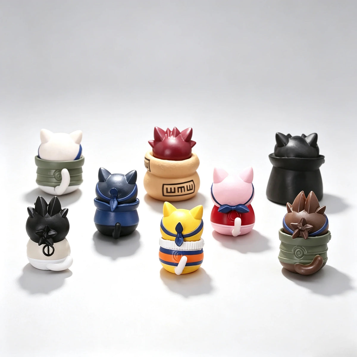 Naruto cat blind box figures, mini versions of Naruto and Sasuke, anime fan collectible desktop decorations, gift for friends