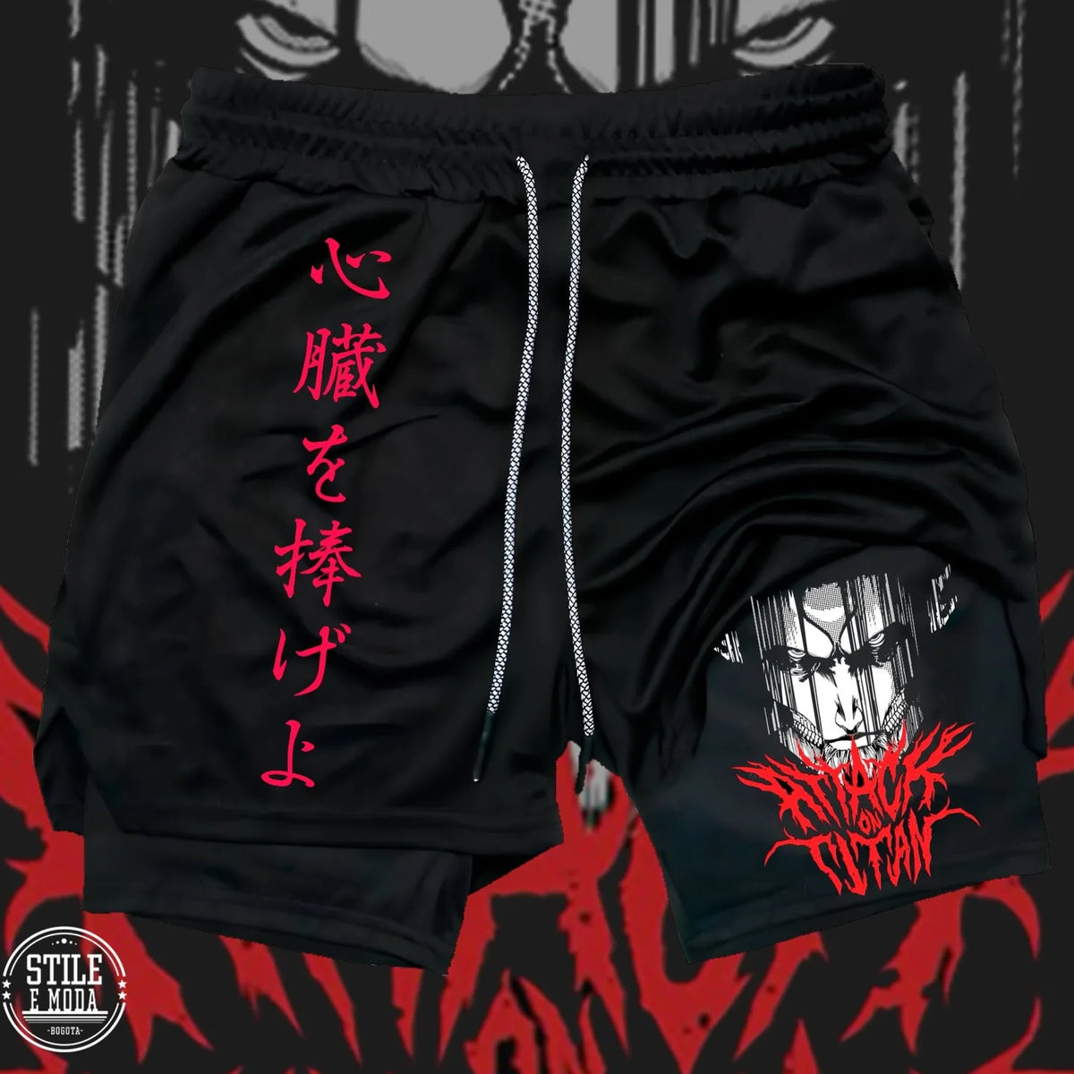2026 New Men's/Women's Attack on Titan Nine Titans 2-in-1 Gym Shorts, Anime Character Print Breathable Fitness Sports Shorts