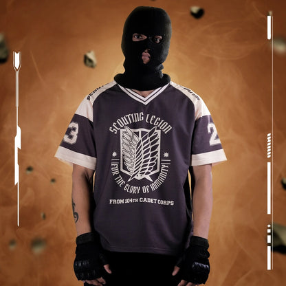 Attack on Titan Scouting Legion Oversized Jersey Men's Women's 240GSM Heavy Gauge Wings of Freedom Print Casual Streetwear Tee