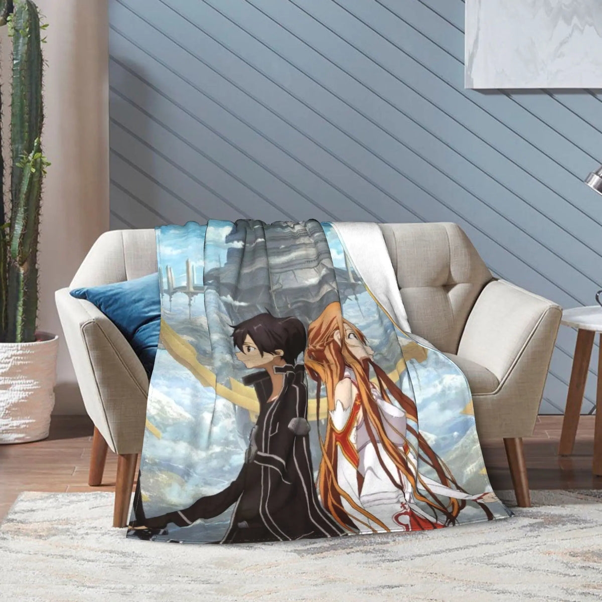 Sword Art Online Kirito Asuna Throw Blanket