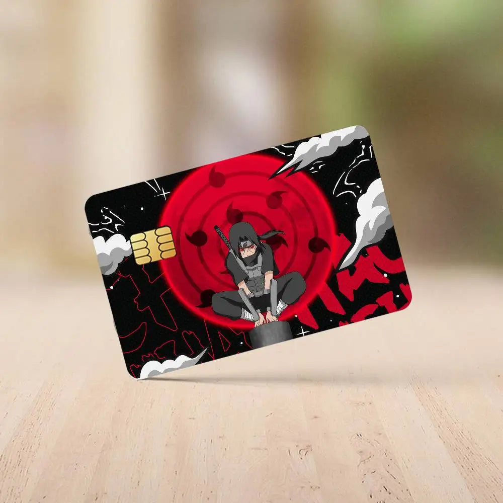 Anime N-NARUTO U-Uchiha I-Itachi Credit Card Stickers Skin For Bank Debit Decorative Protection 4PCS Anti-scratch Waterproof