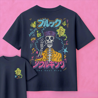 2026 Summer One Piece Anime Brook The Soul King Printed Loose Short-sleeved Pure Cotton Children's T-shirt Tide Unisex Casual