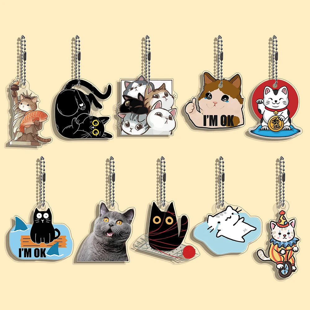 10/50 pcs/set Funny Cat Character Keychain Student Gift Bag
