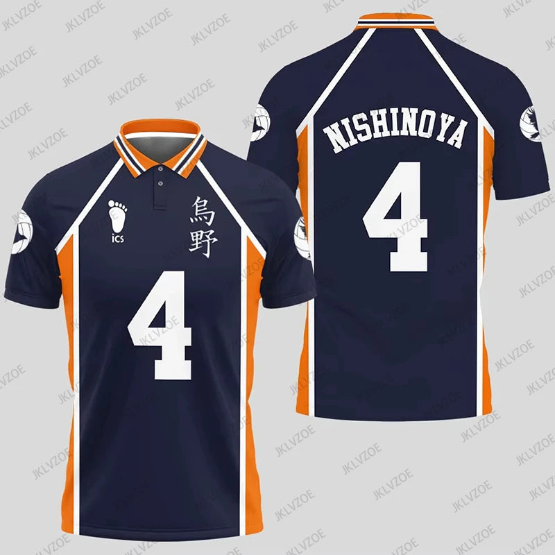 Anime Haikyuu Hinata Cosplay Polo Shirts Summer Shorts Sleeve Men Polos Volleyball Uniform Japan Sports Jerseys Kids Adult Tops