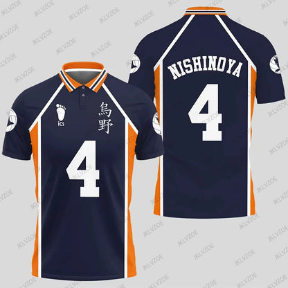 Anime Haikyuu Hinata Cosplay Polo Shirts Summer Shorts Sleeve Men Polos Volleyball Uniform Japan Sports Jerseys Kids Adult Tops