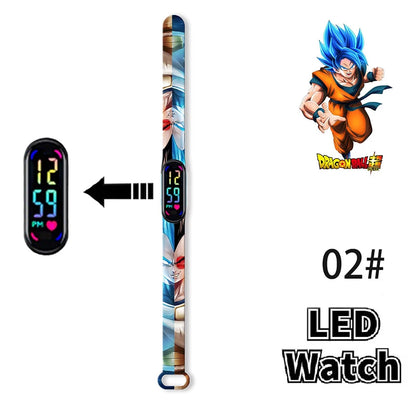 Bandai Dragon Ball Z 2 Fashion Cartoon Action Printing Anime LED Type Watches Kids Watch Birthday Gifts Toys