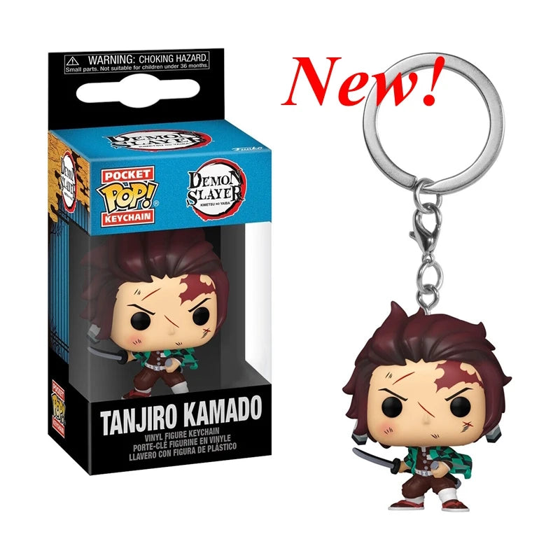 NEWest Arrival FUNKO keychain Demon Slayer Zenitsu Inosuke Hashibira Nezuko Kamado Tanjiro Kamado Keychain Figure for kids gifts