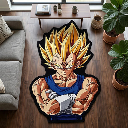 Dragon Ball Z Majin Vegeta Anime Fan Art Rug Non-Slip Irregular Shape Floor Mat Cool Gaming Room Decor Bedroom Carpet Gift