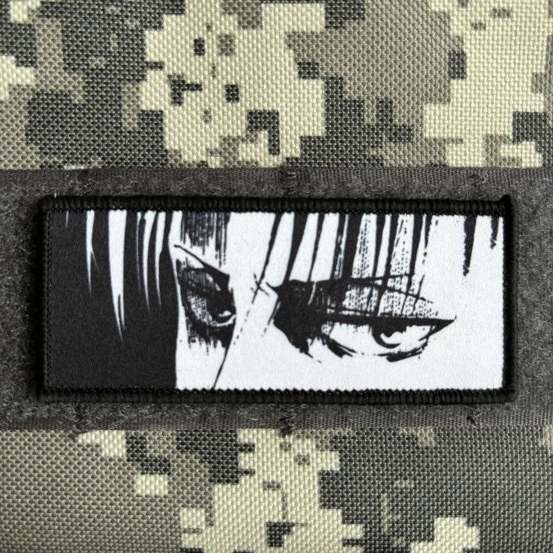 Levi Ackerman Eyes Morale Badge Attack on Titan Anime Patch Hook and Loop Printing Cartoon Tactical Military Backpack Sticker