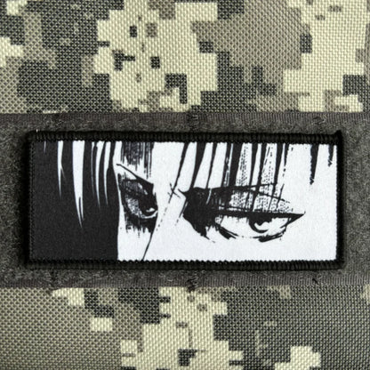 Levi Ackerman Eyes Morale Badge Attack on Titan Anime Patch Hook and Loop Printing Cartoon Tactical Military Backpack Sticker
