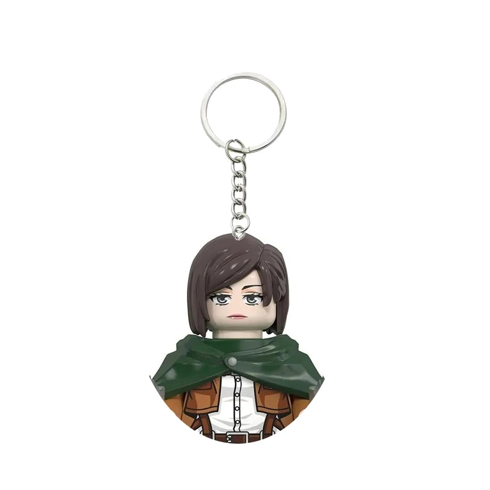 Anime Attack on Titan Building Blocks Keychain Mini Figure Keyring Collectible Toy Pendant for Bag Accessories Fans Gift