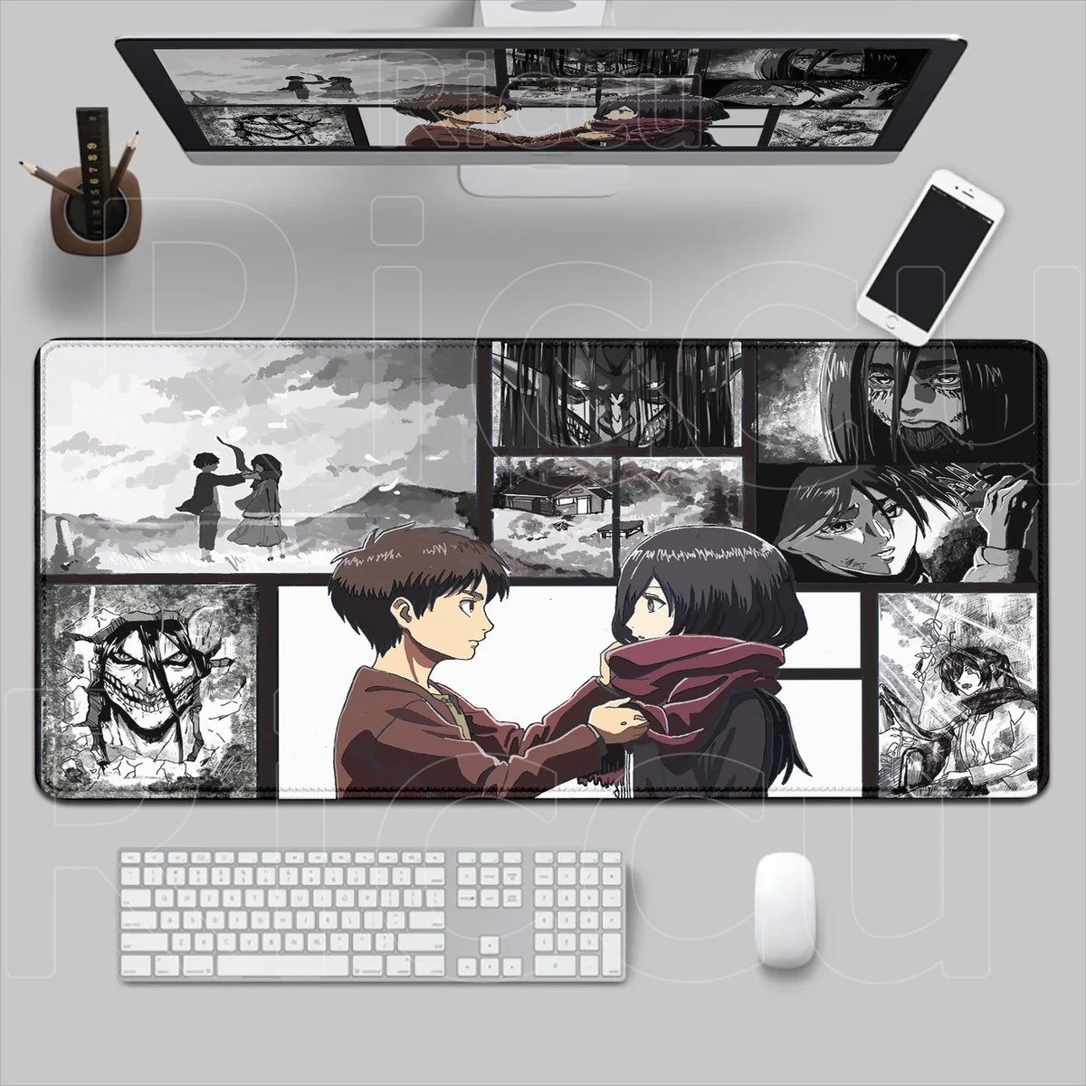 New HD Printing Attack on Titan Anime Desk Mat Large Lock Edge Mouse Pad Computer Mousepad Gaming Laptop Keyboard Mouse Mats Rug