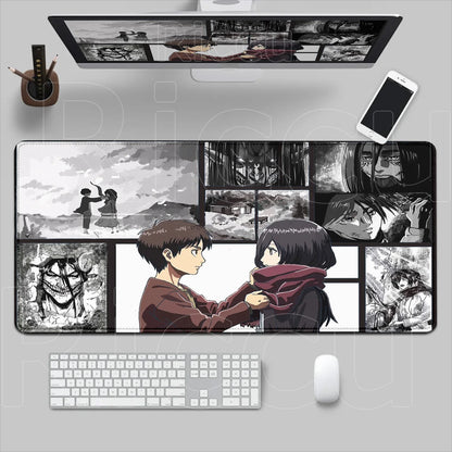 New HD Printing Attack on Titan Anime Desk Mat Large Lock Edge Mouse Pad Computer Mousepad Gaming Laptop Keyboard Mouse Mats Rug