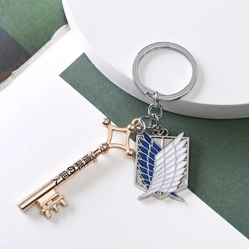 Anime Attack On Titan Shingeki no Kyojin Keychain Pendant Key Chain Scouting Legion Emblem Cosplay Jewelry Gift for Women Men