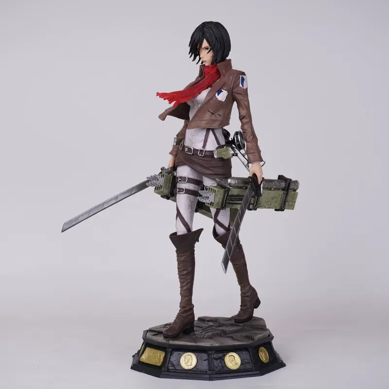 New 30cm Attack On Titan Mikasa Action Figure Collectible Statue Desktop Decoration Anime Model Trendy Toy Gift For Collectors