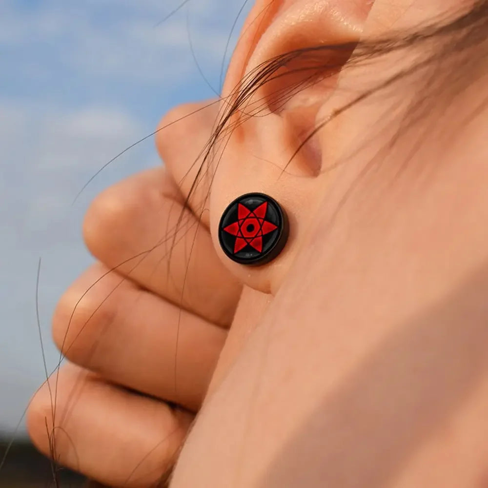 Anime Uzumaki Naruto Figures Earrings Accessories Uchiha Itachi Sharingan Cosplay Party Studs Earrings Toys for Women Girl Gift