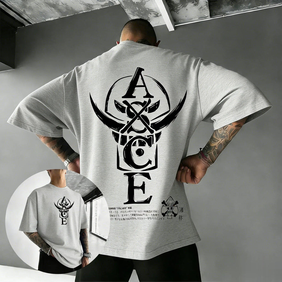 2026 Summer One Piece Portgas D. Ace ASCE Cotton T-Shirt Vintage Skull Print Casual Streetwear for Men Women Teens Anime Fans
