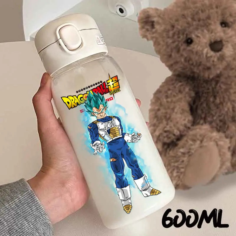 For Dragon Ball Straw Bottles 600ml Vegeta Goku Transparent Plastic Anti Drop Water Bottle Students Outdoor Capacity