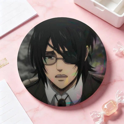 Hange Zoe Attack On Titan Anime Badges 25 32 44 58 75 Mm Round Cosplay Pin Bag Decor Fans Collect Friends Gifts Brooch Souvenir