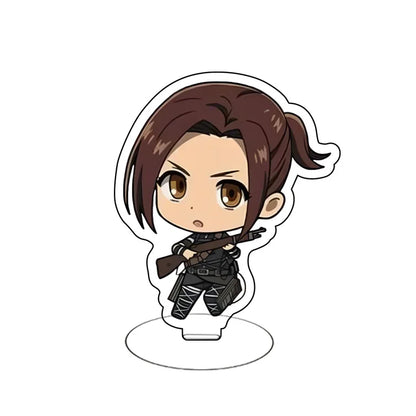Attack On Titan Eren Yeager Mikasa Ackerman Armin Arlert Merchandise Acrylic Mini Figure Display Stand Model Plate Keychain