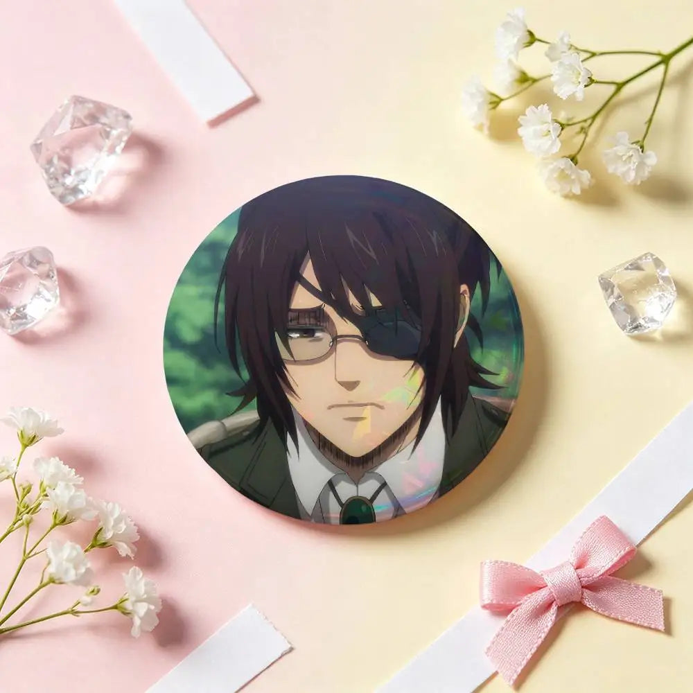 Hange Zoe Attack On Titan Anime Badges 25 32 44 58 75 Mm Round Cosplay Pin Bag Decor Fans Collect Friends Gifts Brooch Souvenir