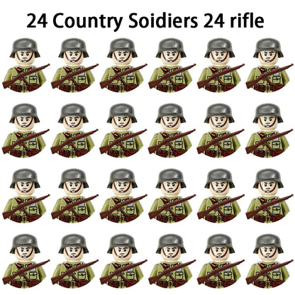 24pcs/batch WW2 Military Character WW2 Army Building Blocks Military Soldier Character Building Blocks Kids Holiday Gift Toys