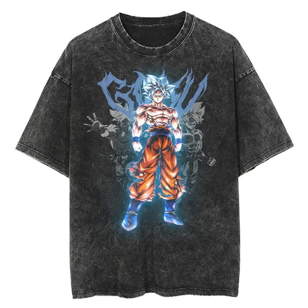 Hip Hop Streetwear Japan Anime Dragon Ball Print Oversized T-Shirt