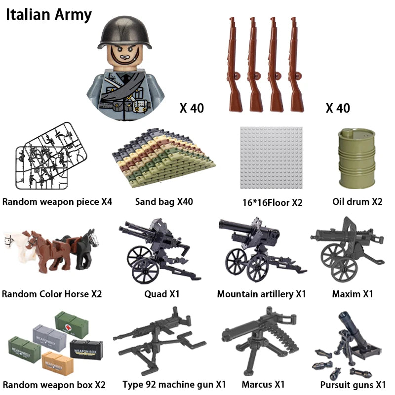 24pcs/batch WW2 Military Character WW2 Army Building Blocks Military Soldier Character Building Blocks Kids Holiday Gift Toys