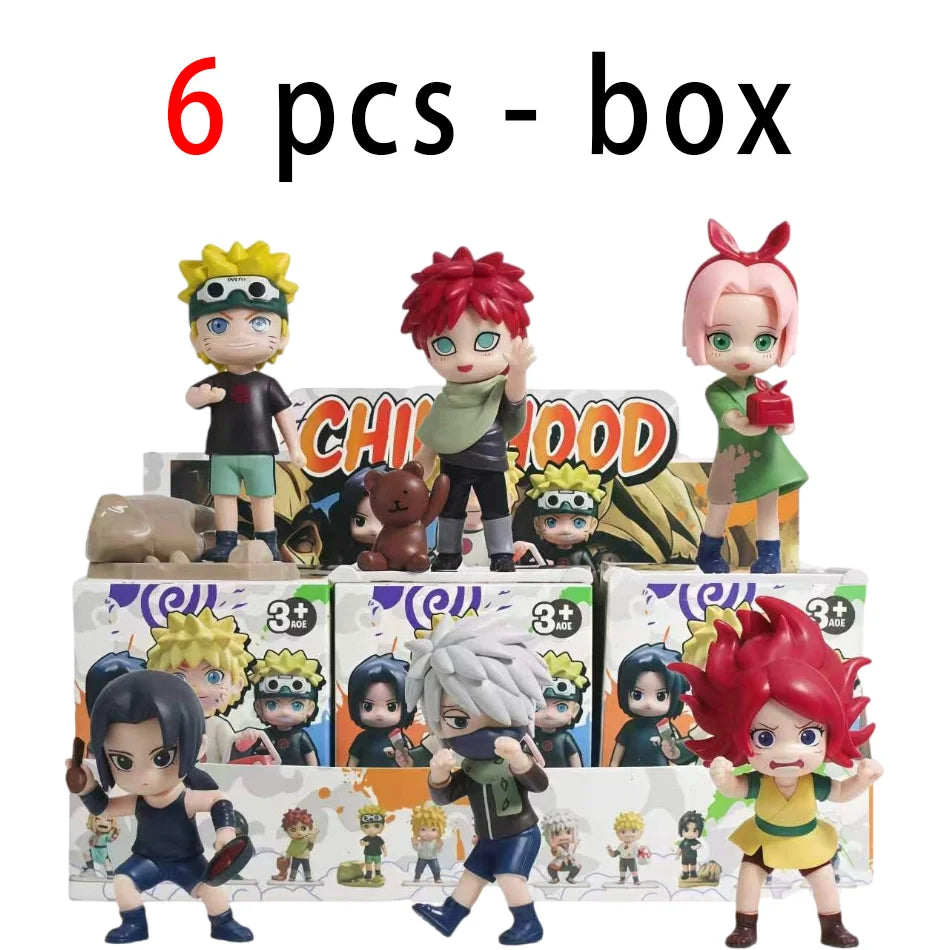 Naruto Blind Box Figure Uzumaki Shippuden Childhood Series Naruto Q PVC Model Toys Desktop Ornament Christmas Halloween Gifts
