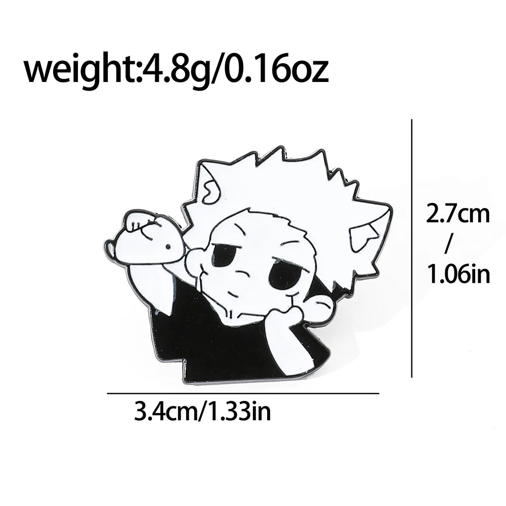 Gojo Satoru Cats Enamel Pin Kawaii Anime Role Eye Mask Cute Manga Brooches Badge Jujutsu Kaisen Anime Accessories For Backpack