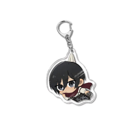Attack On Titan Acrylic Figure Display Cartoon Keychain Eren Mikasa Levi Anime Desk Ornament Key Ring Accessories Q Version