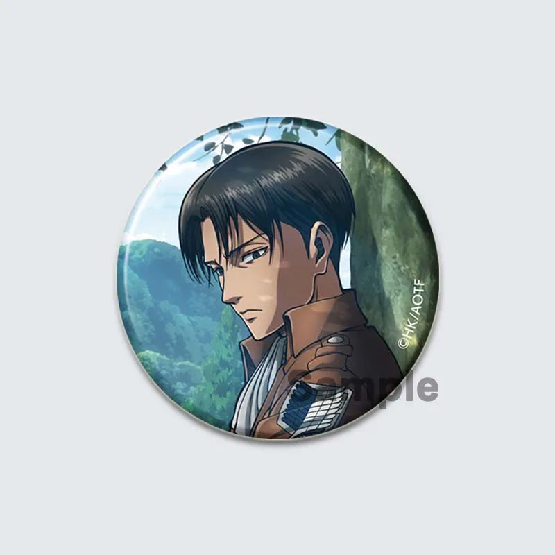 Eren Levi Armin Arlert Erwin Cartoon Badge Attack on Titan Brooches on Backpack Clothes Handmade Round Pins for Gift Accessory
