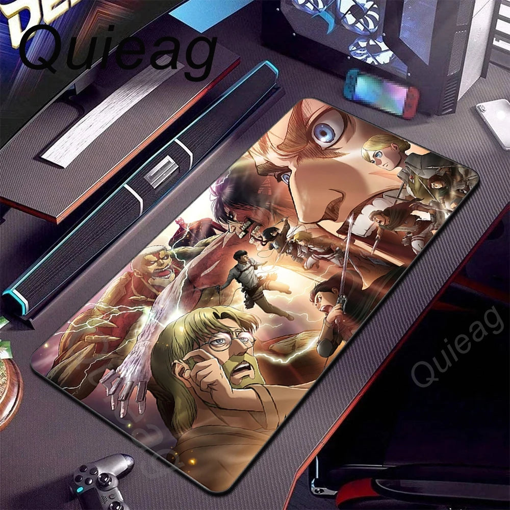 New HD Printing Attack on Titan Anime Desk Mat Large Lock Edge Mouse Pad Computer Mousepad Gaming Laptop Keyboard Mouse Mats Rug