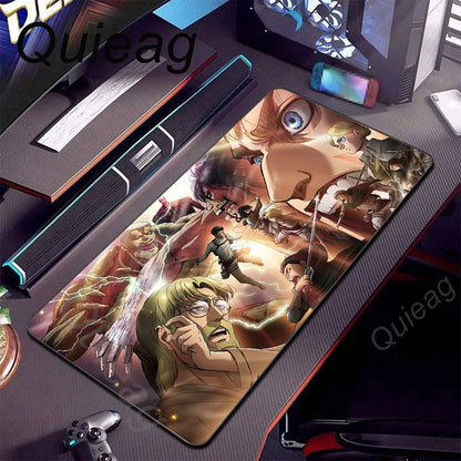 New HD Printing Attack on Titan Anime Desk Mat Large Lock Edge Mouse Pad Computer Mousepad Gaming Laptop Keyboard Mouse Mats Rug