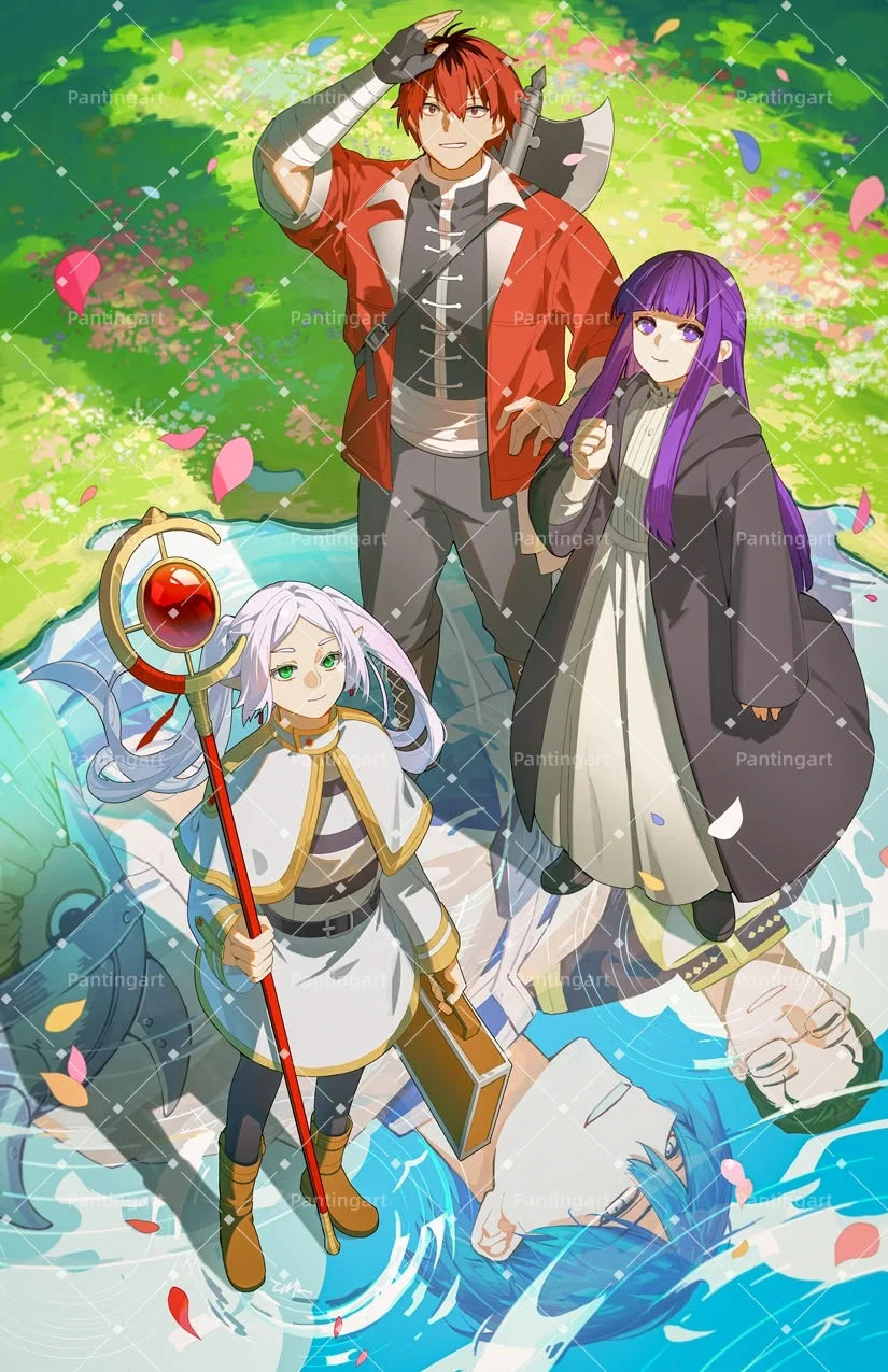 Magic Fantasy F-Frieren Beyond Journeys End Anime Canvas Painting Classic Elf Magic Girl Manga Art Poster Teens' Room Home Decor