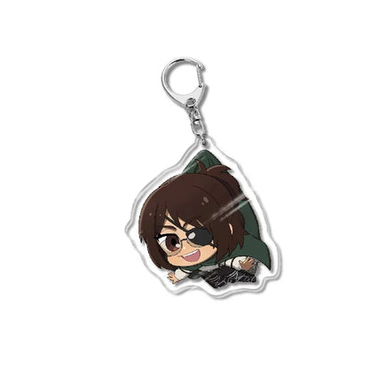 Attack On Titan Acrylic Figure Display Cartoon Keychain Eren Mikasa Levi Anime Desk Ornament Key Ring Accessories Q Version