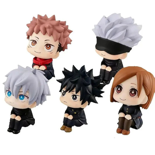 [Caliente] Jujutsu Kaisen Chibi Conjunto De Figuras Sentadas: Yuji, Gojo, Megumi, Nobara-gran Cabeza Lindo Anime Juguete Para