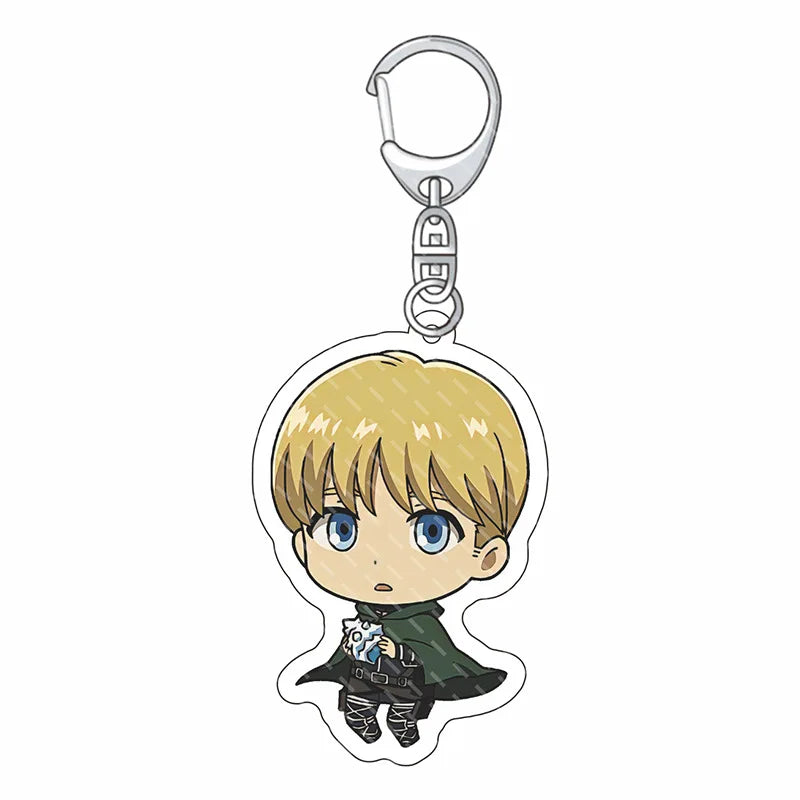 55MM Anime Attack on Titan‌ Acrylic Keychain Eren Jaeger Mikasa Ackerman Armin Arlert Connie Springer Figure Pendant Gifts