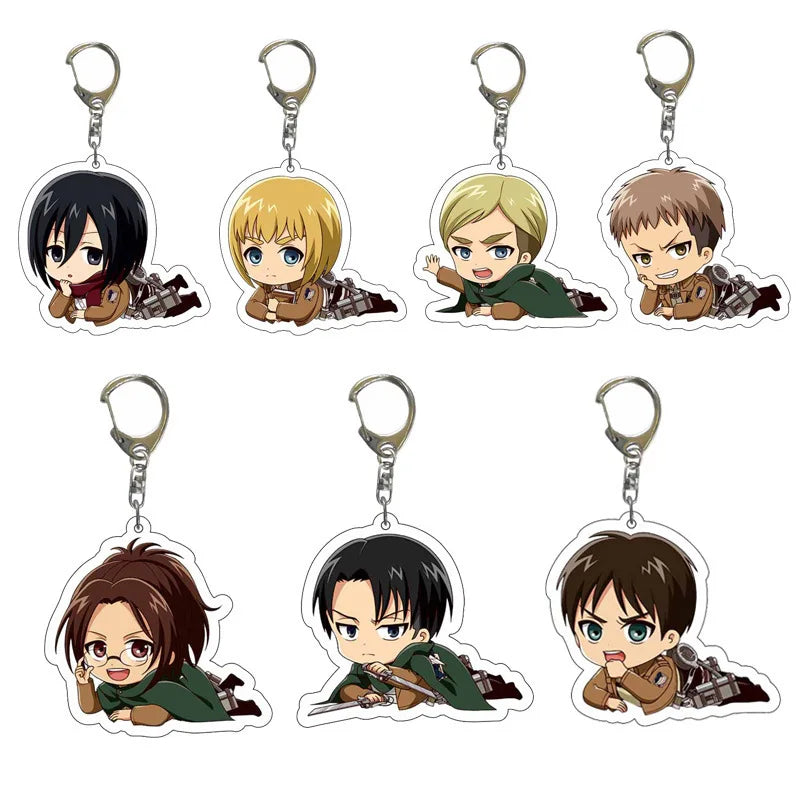 Attack On Titan Anime Peripheral Acrylic Figure Display Keychain Pendant Eren Mikasa Levi Creative Decorative Gift Accessories
