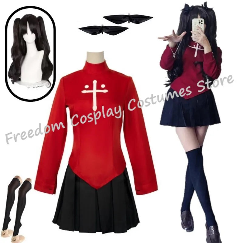 Anime Game Fate Stay Night Tohsaka Rin Cosplay Costume Wig