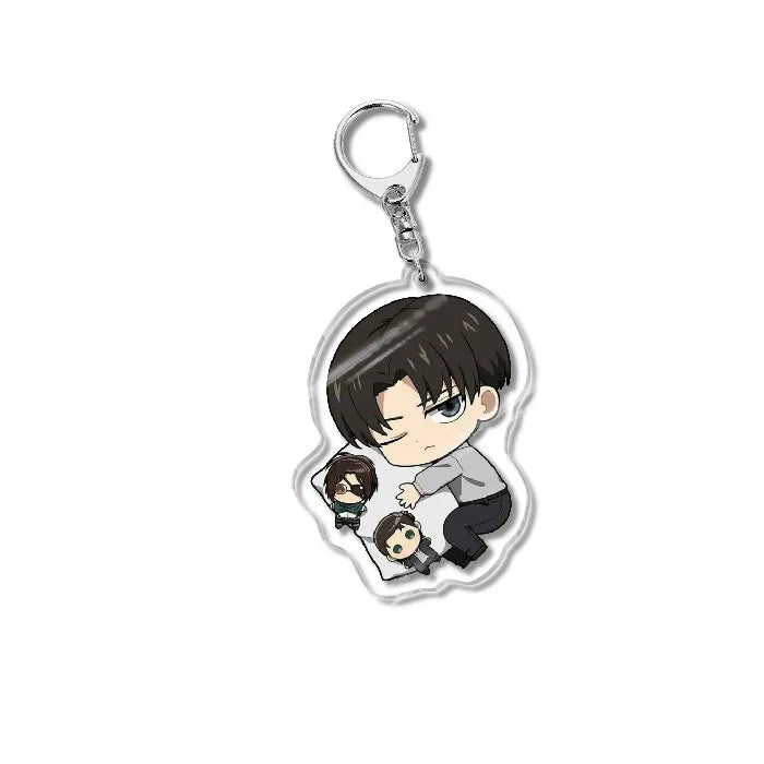 Attack On Titan Acrylic Figure Display Cartoon Keychain Eren Mikasa Levi Anime Desk Ornament Key Ring Accessories Q Version