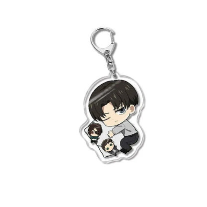 Attack On Titan Acrylic Figure Display Cartoon Keychain Eren Mikasa Levi Anime Desk Ornament Key Ring Accessories Q Version