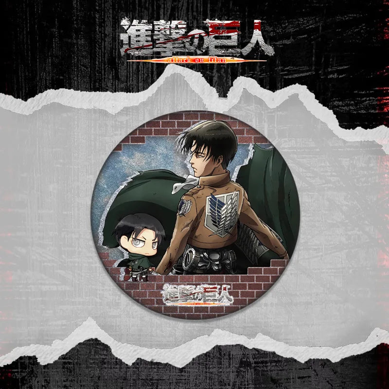 Attack on Titan Double Flash Badge 201 230 Anime Merchandise 75mm 58mm Plain Surface Laser Silver Glitter Pin Character Series